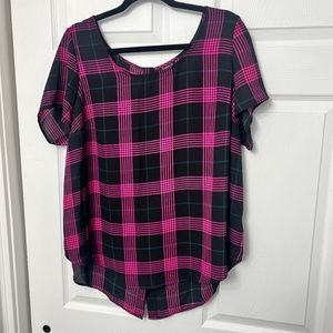 Torrid Pink and Black Plaid Blouse Torrid Size 0 ( Size 0x / L / 12 )